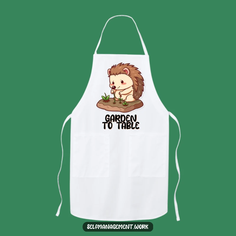Funny Hedgehog Apron: Tend Your Garden with Humorous Style.