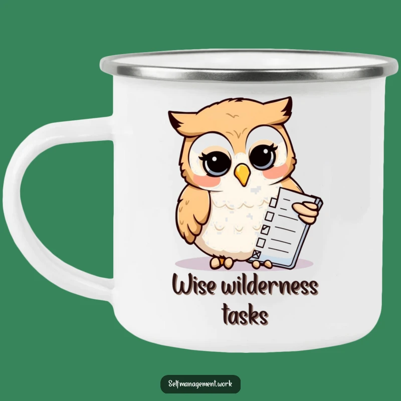 Funny Owl Camp Mug: Organized Bird Sipping Hot Drinks, Great Funny Gift