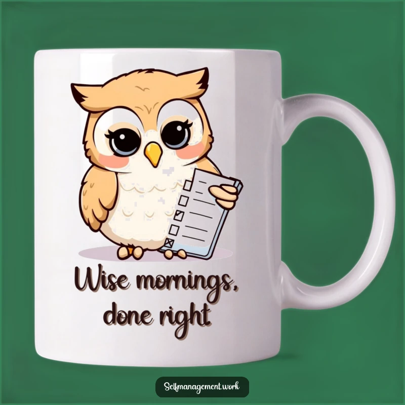 Funny Owl Productivity Mug: Calm Bird Checking Tasks, Perfect Gift for Organized Friends