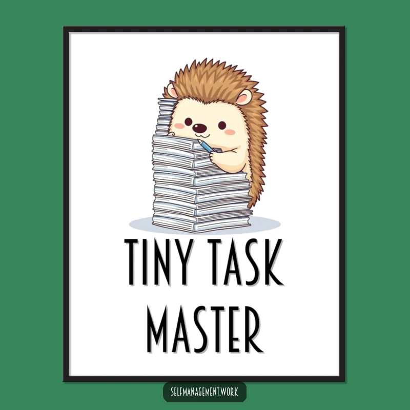 Funny Hedgehog Paperwork Art Print: Hilarious Digital Download for Tidy Spaces