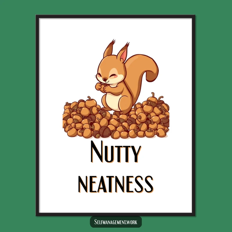Funny Squirrel Acorn Art Print: Hilarious Digital Download for Organized Spaces