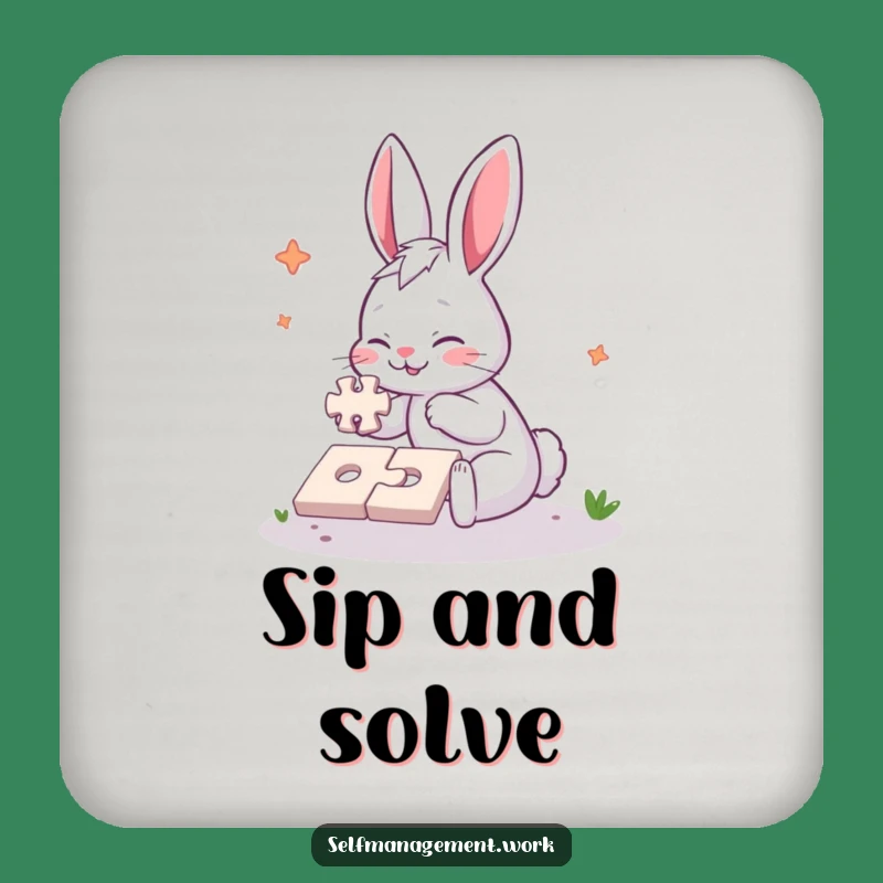 Funny Rabbit Drink Coaster: Protect Surfaces with Puzzle Humor.