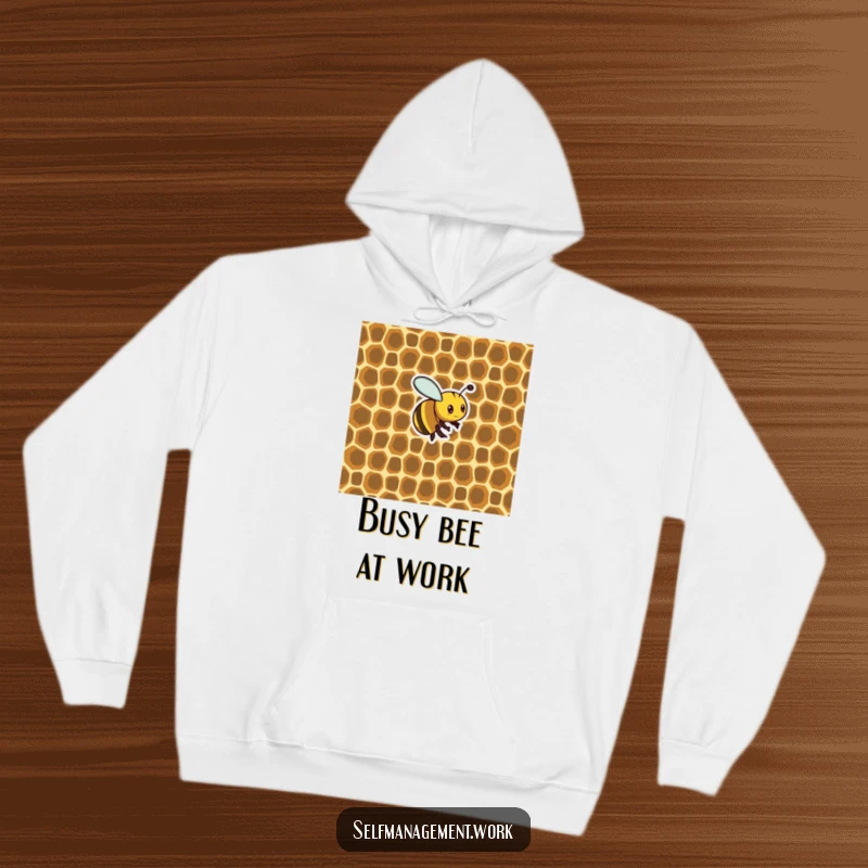 Funny Hoodie: Busy bee expertly building a perfectly organized honeycomb structure, offering humor and warmth for gift-givers.