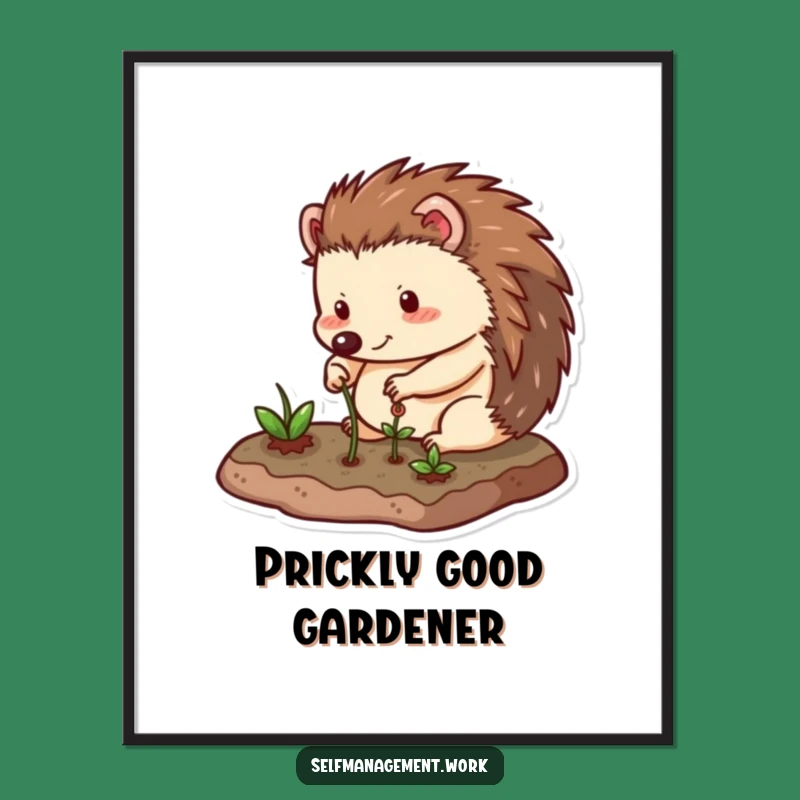 Funny Free Printable Wall Art: Hedgehog Garden Scene, Hilarious Downloadable Art