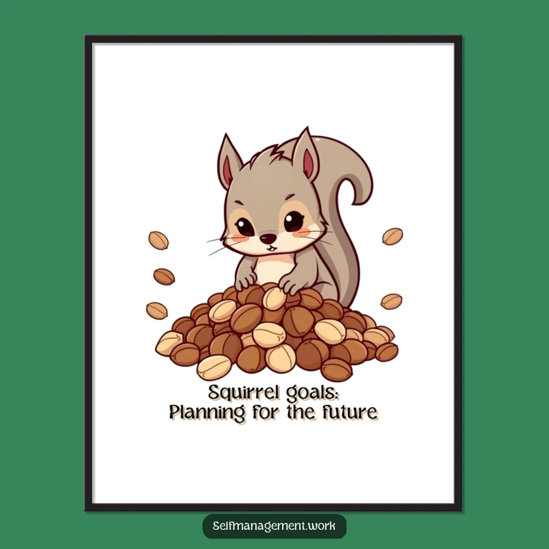Free Printable Funny Wall Art: Organized Squirrel Nut Stash - Quirky Downloadable Decor