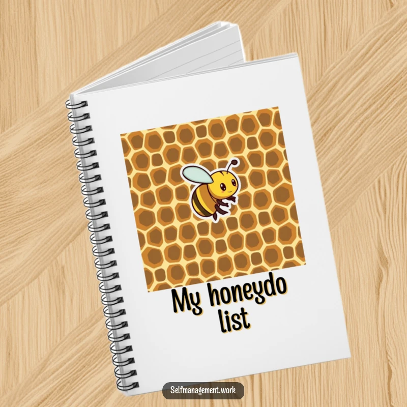Funny Notebook: Cover features a busy bee creating a perfectly organized honeycomb, promoting humorous and structured note-taking.