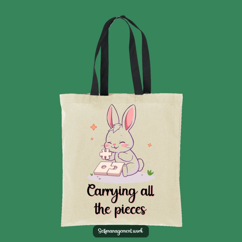 Funny Rabbit Tote Bag: Carry Your Puzzles with Energetic Style.